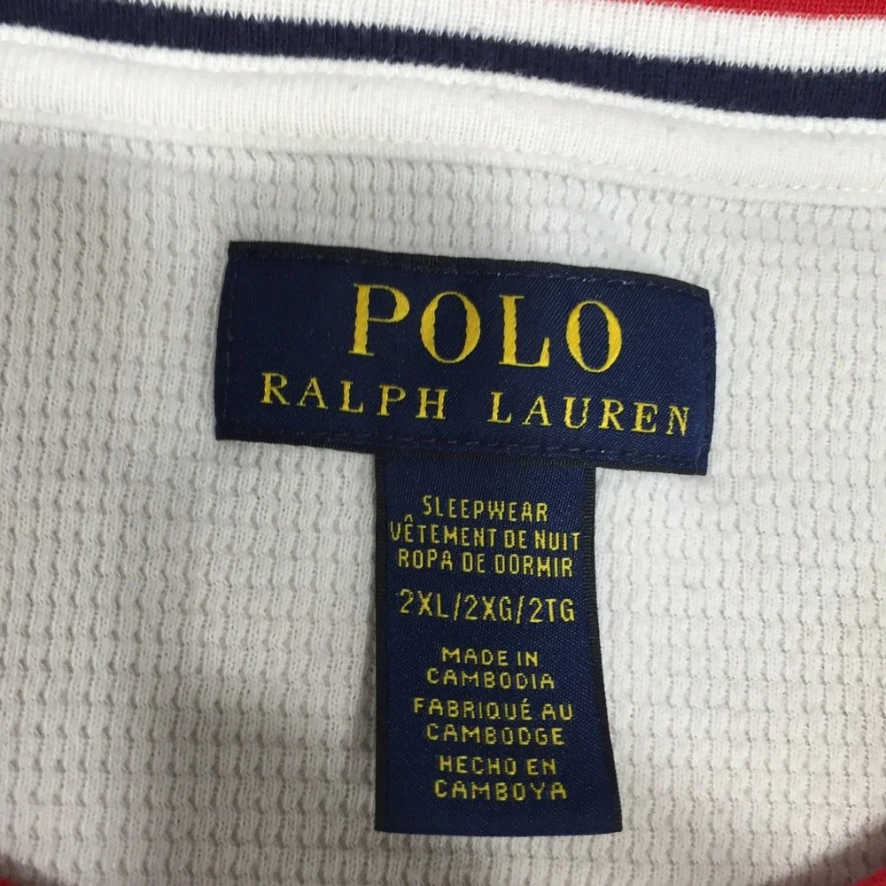 Polo Ralph Lauren Mens Sleepwear Waffle Knit Thermal USA Logo 2XL White